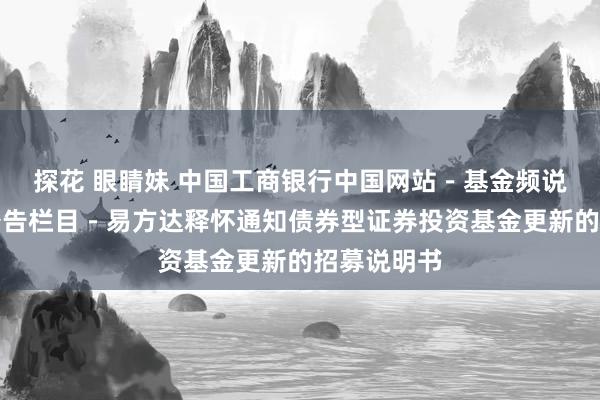 探花 眼睛妹 中国工商银行中国网站－基金频说念－基金公告栏目－易方达释怀通知债券型证券投资基金更新的招募说明书