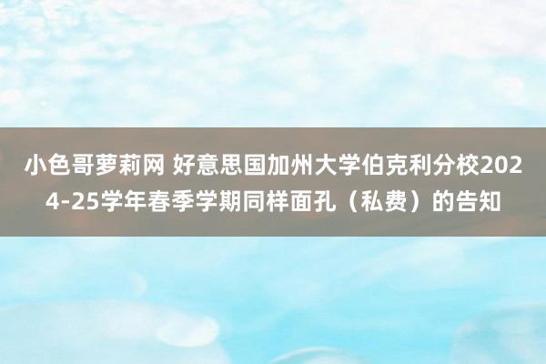 小色哥萝莉网 好意思国加州大学伯克利分校2024-25学年春季学期同样面孔（私费）的告知